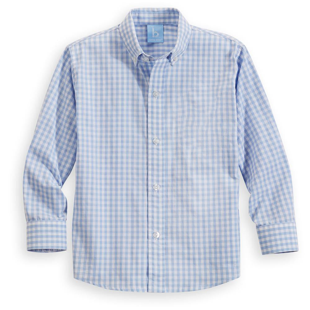 Blue soft check buttondown shirt for boys
