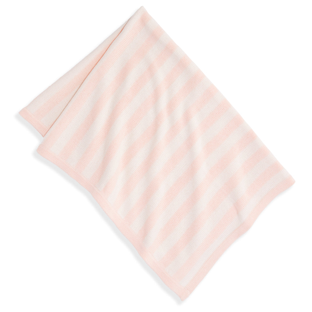 Pink Knit Striped Baby Blanket