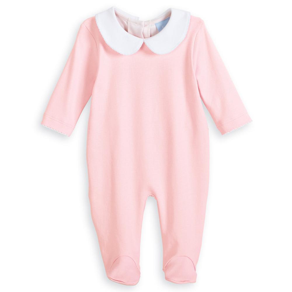 pink Collared Pima Footie for baby