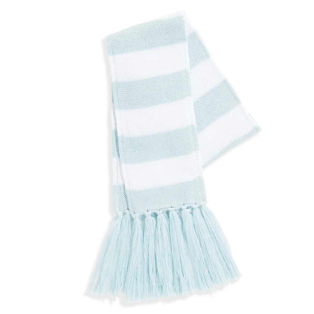 Striped Knit Scarf -- Light Blue/Blue Stripe