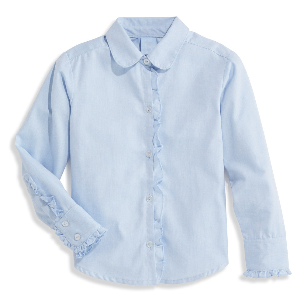 Ruffled Buttondown Shirt -- Blue Oxford