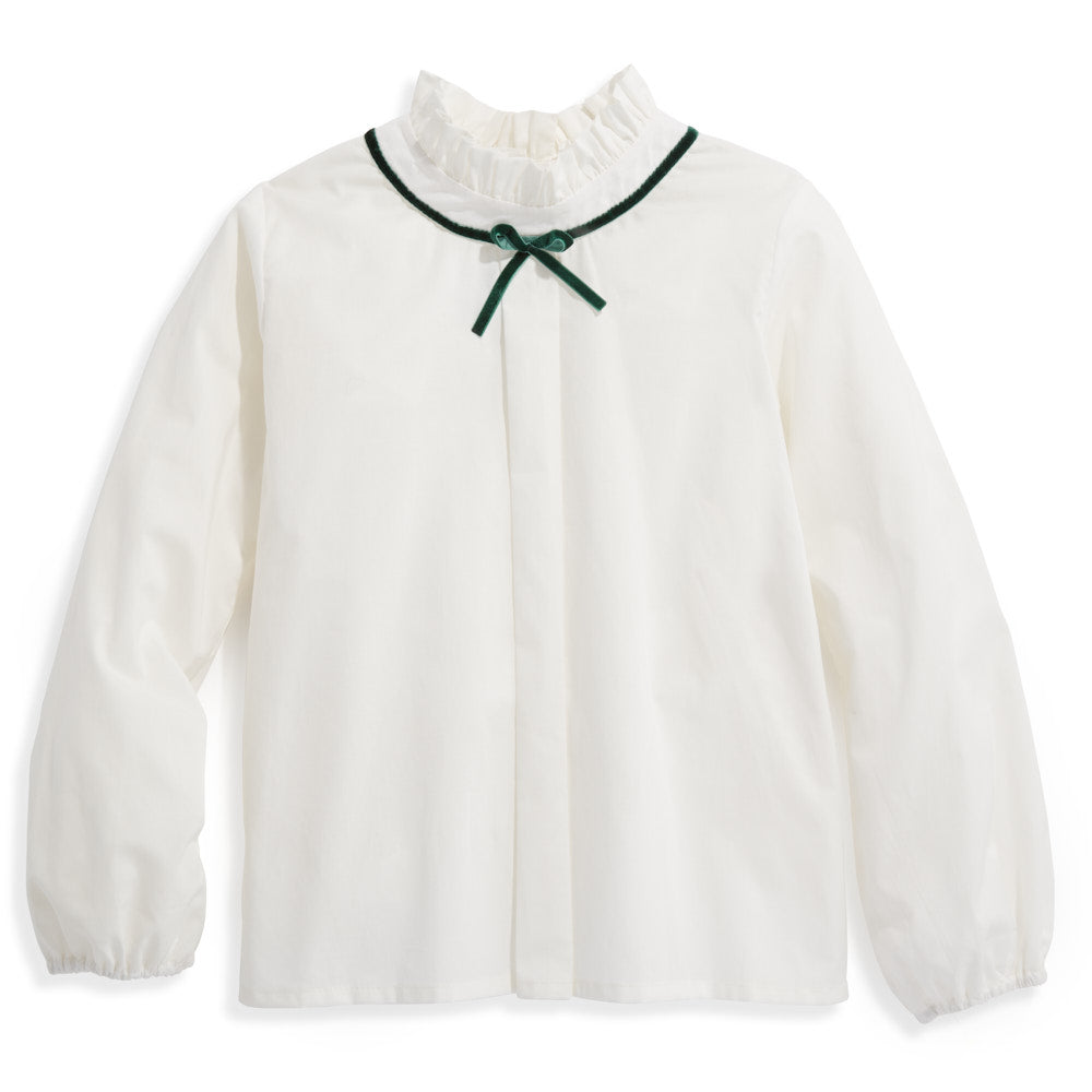 Contrast trim keller blouse in white with green