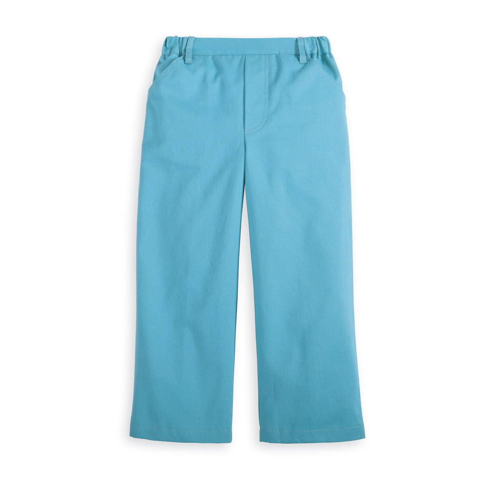 Boys peacock blue twill faux zip pant