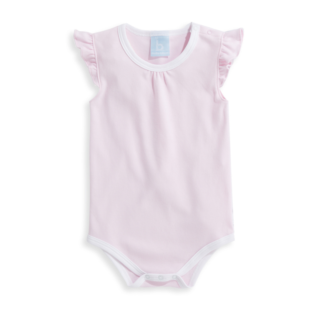 pink with white Bliss Flutter Sleeve Pima Onesie