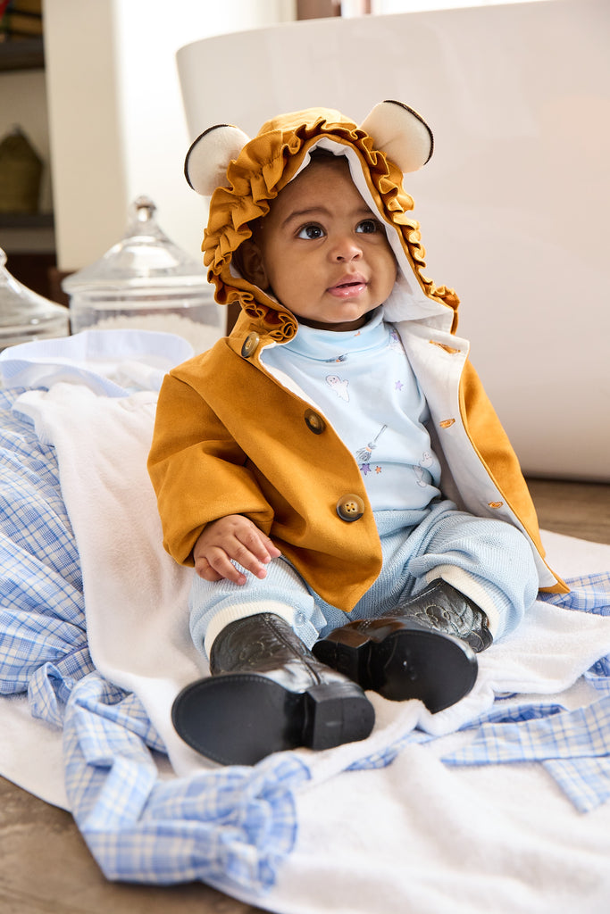 baby boy wearing Lion Animal Coat