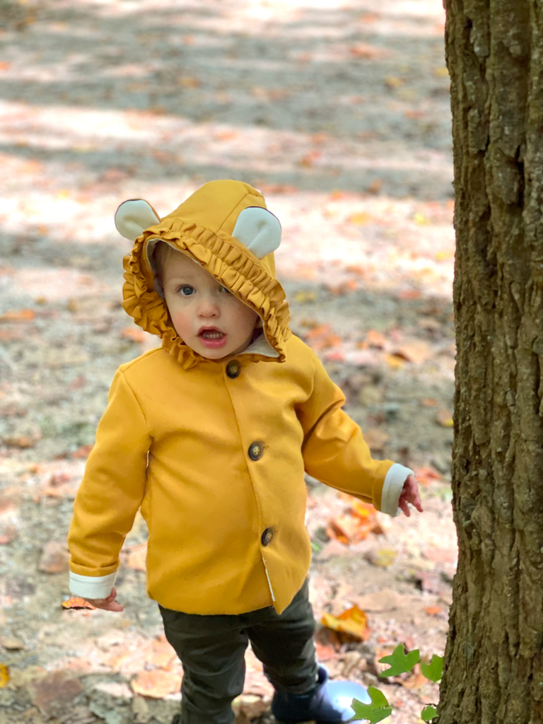 Toddler boy wearing Lion Animal Coat